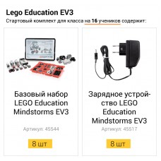 Стартовый комплект для класса LEGO Mindstorms EV3 на 16 учеников